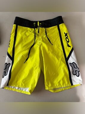 Fox boys Neon Yellow and Black Board Shorts